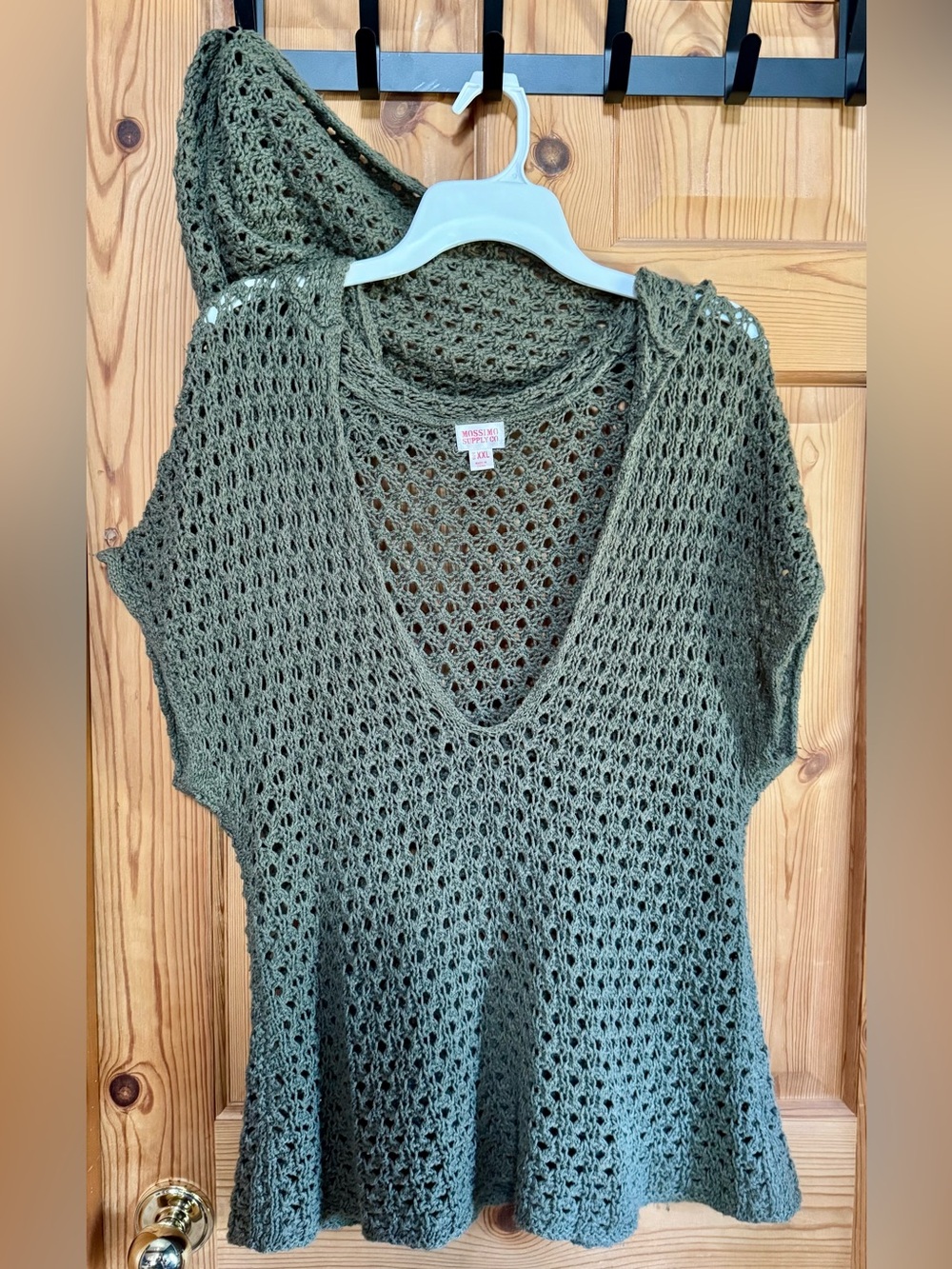 Mossimo Supply Co. Olive Green Open-Knit V-Neck Tunic